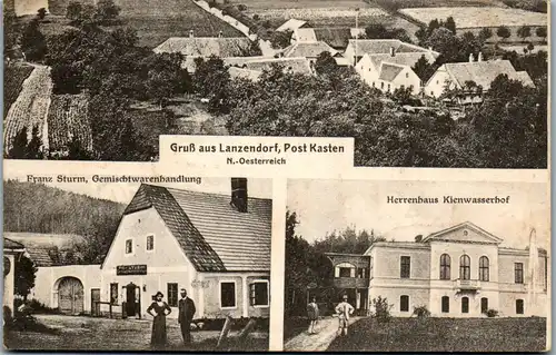 40144 - Niederösterreich - Lanzendorf , Franz Sturm Gemischtwarenhandlung , Herrenhaus Kienwasserhof - gelaufen 1926