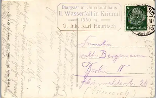 40162 - Salzburg - Krimmler Wasserfall - gelaufen 1925