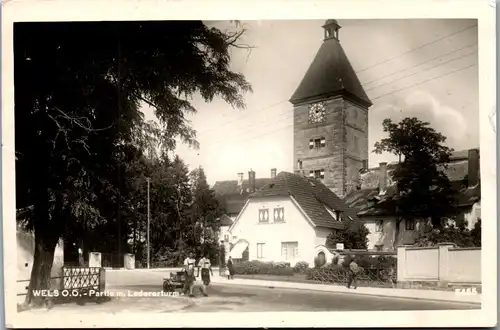 40193 - Oberösterreich - Wels , Partie m Ledererturm - gelaufen 1941
