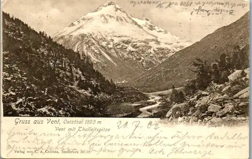 40209 - Tirol - Vent , Oetztal , Ötztal , Vent mit Thalleitspitze - gelaufen 1902