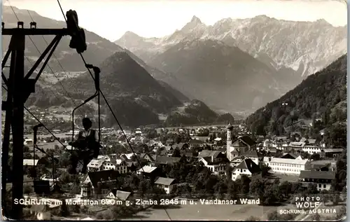 40286 - Vorarlberg - Schruns im Montafon gegen Zimba u. Vandanserwand - gelaufen 1955