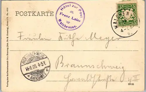 40391 - Deutschland - Walchensee vom Herzogstand - gelaufen 1905