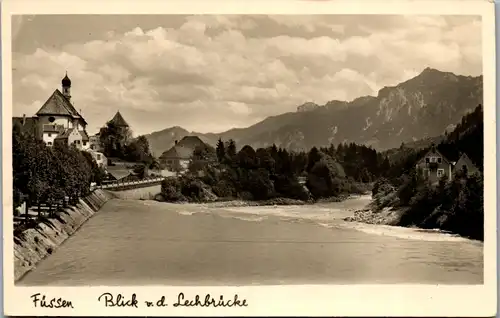 40394 - Deutschland - Füssen , Blick v. d. Lechbrücke - gelaufen 1937