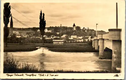 40425 - Deutschland - Dingolfing , Blick v. d. Isar aus , Bayer. Ostmark - gelaufen 1950