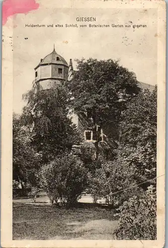 40435 - Deutschland - Giessen , Heidenturm und altes Schloss vom botanischen Garten aus gesehen - gelaufen 1914