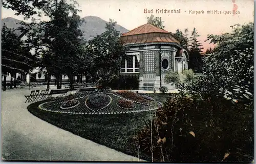 40442 - Deutschland - Bad Reichenhall , Kurpark mit Musikpavillon - gelaufen 1919