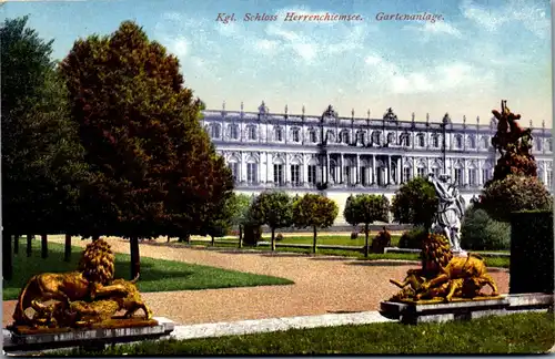 40454 - Deutschland - Herrenchiemsee , Königliches Schloss , Gartenanlage - nicht gelaufen 1912