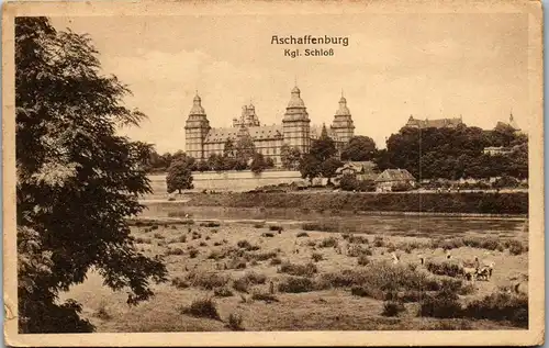 40498 - Deutschland - Aschaffenburg , Königliches Schloss - gelaufen 1917
