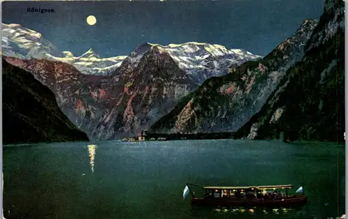 40544 - Deutschland - Königssee , Mondschein , Boot - gelaufen 1913