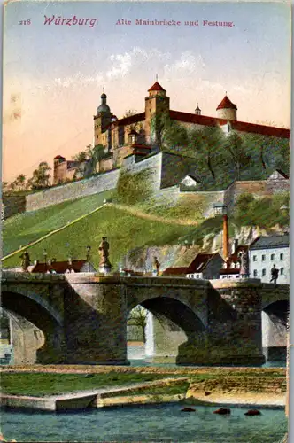 40547 - Deutschland - Würzburg , Alte Mainbrücke und Festung - gelaufen 1926