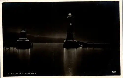 40549 - Leuchtturm - Hafen von Lindau bei Nacht  - nicht gelaufen