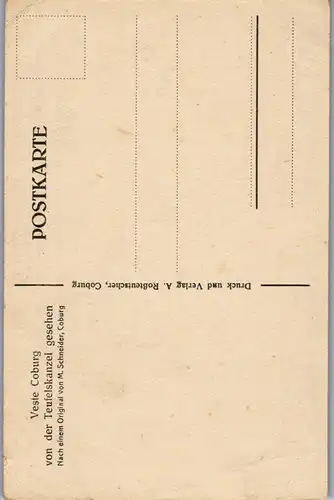 40618 - Künstlerkarte - Veste Coburg von der Teufelskanzel gesehn , signiert M. Schneider - nicht gelaufen
