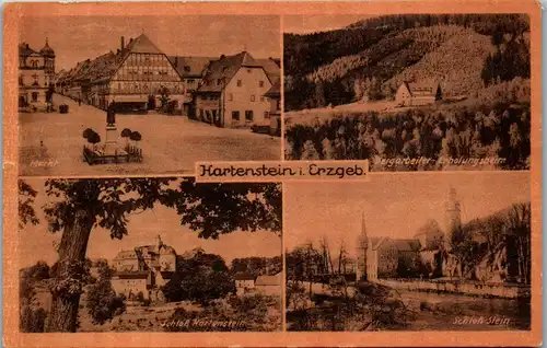 40623 - Deutschland - Hartenstein im Erzgebirge , Schloss , Markt , Mehrbildkarte - gelaufen 1953