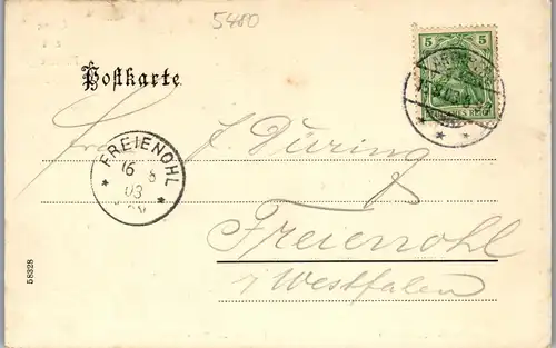 40669 - Deutschland - Arenberg , Gruß aus , Kirche , Kanzel , Rosenkranzgruppe - gelaufen 1903