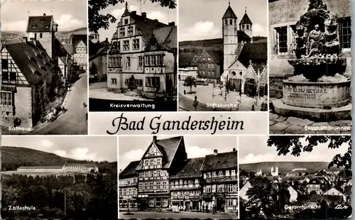 40709 - Deutschland - Bad Gandersheim , Kreisverwaltung , Zollschule , Markt , Mehrbildkarte - gelaufen