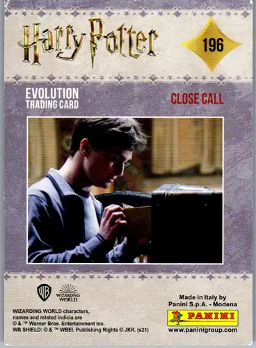 40753 - Karten zum Sammeln - Harry Potter , Panini , Evolution Trading Card , 196 , Close Call