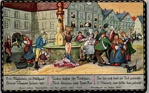 40841 - Deutschland - Stuttgart , Ein Mädchen dass das Röcklein verlor - gelaufen