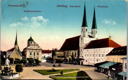 40902 - Deutschland - Altötting , Kapellplatz , Pfarrkirche , Gnadenkapelle , Magdalenenkirche - gelaufen