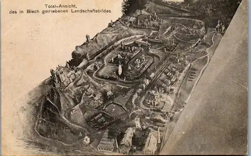 40940 - Schöne Künste - Ansicht des in Blech getriebenen Landschaftsbildes , gest. München - gelaufen