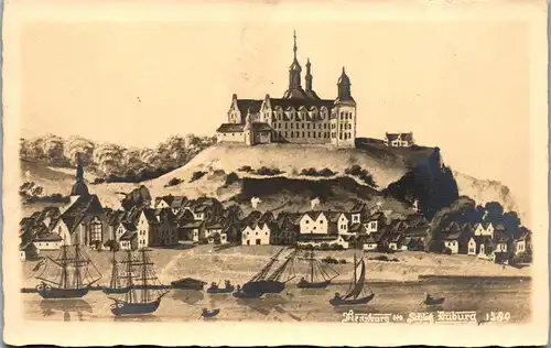 41002 - Künstlerkarte - Flensburg , Schloss Duburg - nicht gelaufen