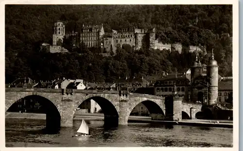 41006 - Deutschland - Heidelberg , Alte Neckarbrücke und Schloß - gelaufen