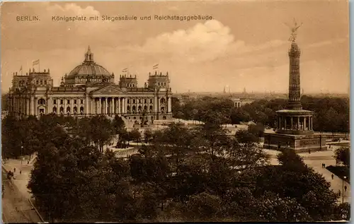 41014 - Deutschland - Berlin , Königsplatz mit Siegessäule und Reichstagsgebäude - nicht gelaufen