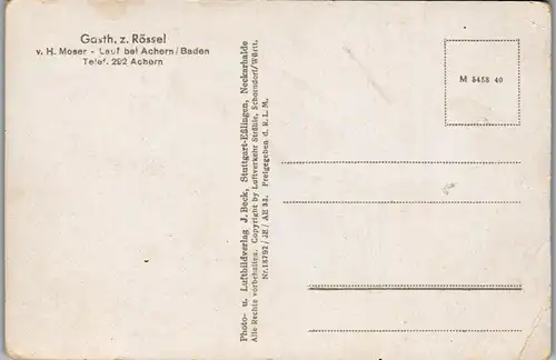 41019 - Deutschland - Lauf bei Achern , Baden , Gasthof zum Rössel v. H. Moser - nicht gelaufen