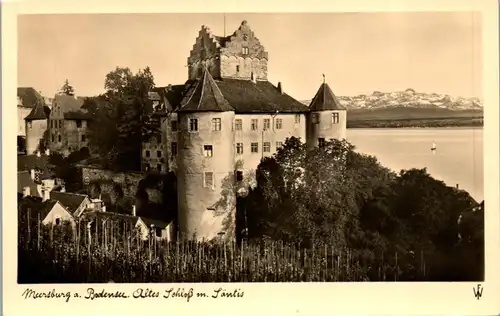 41041 - Deutschland - Meersburg am Bodensee , Altes Schloß m. Säntis - gelaufen