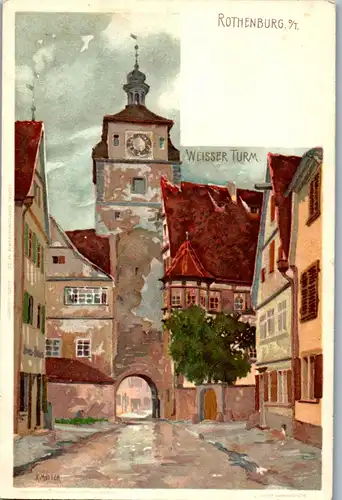 41088 - Künstlerkarte - Rothenburg ob der Tauber , Weisser Turm , signiert Karl Mutter - nicht gelaufen