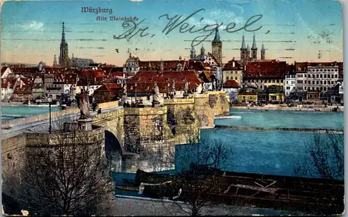41101 - Deutschland - Würzburg , Alte Mainbrücke - gelaufen