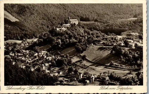 41147 - Deutschland - Schwarzburg , Thür. Wald , Blick vom Trippstein - gelaufen