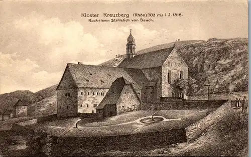 41227 - Künstlerkarte - Kloster Kreuzberg , Rhön , Stahlstich v. Dauch , Franziskanerkloster - nicht gelaufen