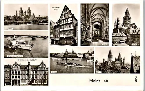 41246 - Deutschland - Mainz , Dom , Rhein , Strassenbrücke , Mehrbildkarte - nicht gelaufen