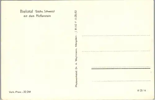 41267 - Deutschland - Bielatal , Sächs. Schweiz , mit dem Pfaffenstein - nicht gelaufen