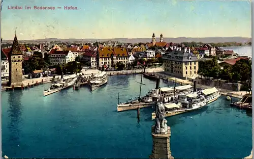 41404 - Deutschland - Lindau im Bodensee , Hafen , Schiff , Dampfer - gelaufen