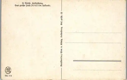 41408 - Künstlerkarte - Heidelberg , Das große Heidelberger Fass - nicht gelaufen