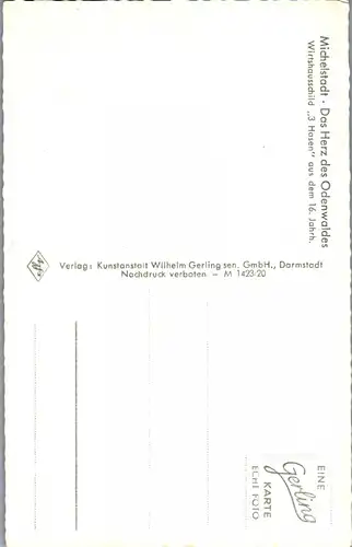 41488 - Deutschland - Michelstadt , Odenwald , Wirtshausschild 3 Hasen - nicht gelaufen