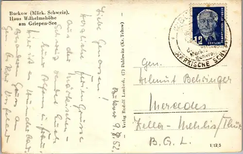 41491 - Deutschland - Buckow , Märk. Schweiz , Haus Wilhelmshöhe am Griepen-See - gelaufen