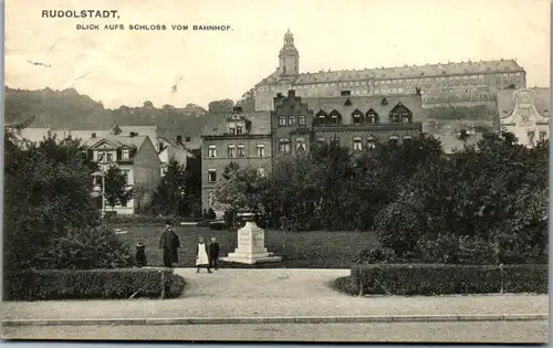 41508 - Deutschland - Rudolstadt , Blick auf Schloß vom Bahnhof - gelaufen