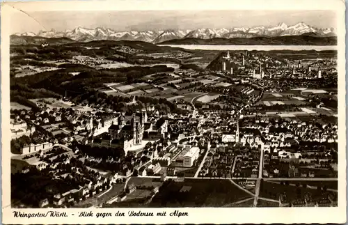 41526 - Deutschland - Weingarten , Württ. , Blick gegen den Bodensee mit Alpen - gelaufen