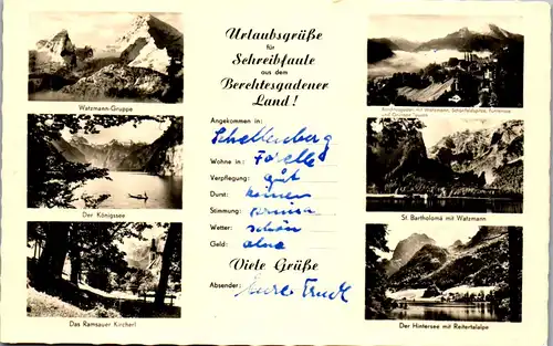 41572 - Deutschland - Berchtesgadener Land , Watzmann Gruppe , Königssee , Hintersee , Mehrbildkarte - gelaufen