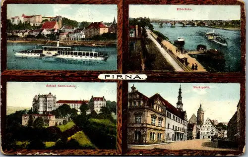 41627 - Deutschland - Pirna , Elbbrücke , Schloß Sonnenstein , Marktplatz - gelaufen