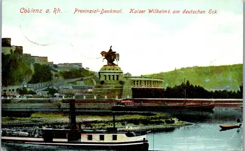 41691 - Deutschland - Koblenz , Coblenz am Rhein , Provinzial Denkmal , Kaiser Wilhelm I am deutschen Eck - gelaufen
