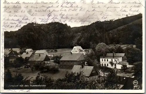 41697 - Deutschland - Johnsdorf Jonsdorf mit den Nonnenfelsen , l. beschädigt - gelaufen