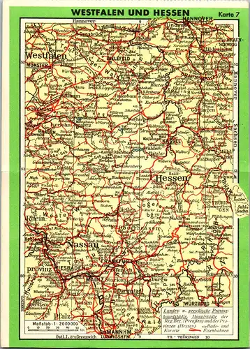 41718 - Landkarte - Deutschland , Westfalen und Hessen