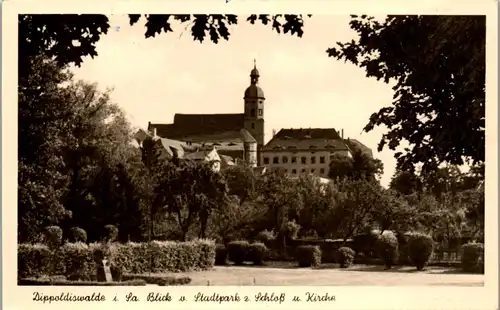 41726 - Deutschland - Dippoldiswalde i. Sa. , Blick v. Stadtpark z. Schloß u. Kirche - gelaufen