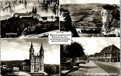 41769 - Deutschland - Lichtenfels , Marktplatz mit Rathaus , Schloß Banz , Staffelberg , Vierzehnheiligen - gelaufen