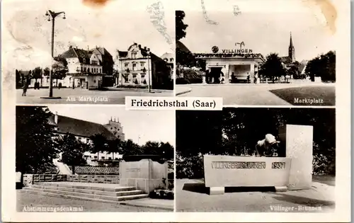 41773 - Deutschland - Friedrichsthal , Saale , Marktplatz , Abstimmungsdenkmal , Villinger Brunnen - gelaufen