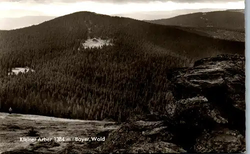 41958 - Deutschland - Blick v. Großen Arber zum Kleiner Arber mit Chamer Hütte , Bayer. Wald - gelaufen