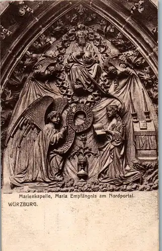 42143 - Deutschland - Würzburg , Marienkapelle , Maria Empfängnis am Nordportal - nicht gelaufen